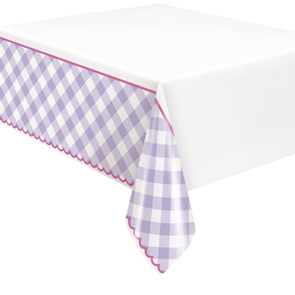 Tafelkleed Gingham Met Roze Rand 2,13m