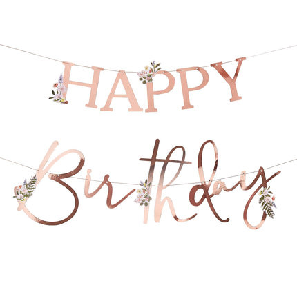 Rose Gouden Happy Birthday Letterslinger 2m