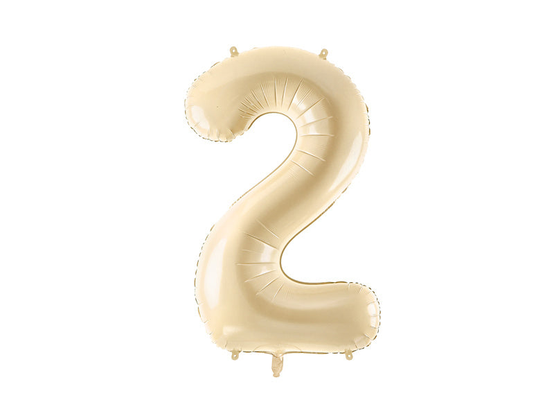 2 Jaar Cijfer Ballon Beige Leeg 72cm