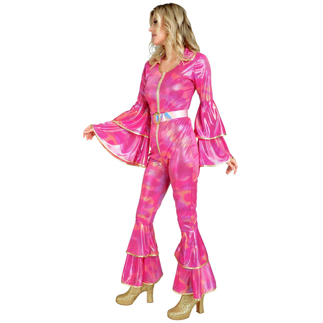 Disco 70S Jumpsuit Roze Dames