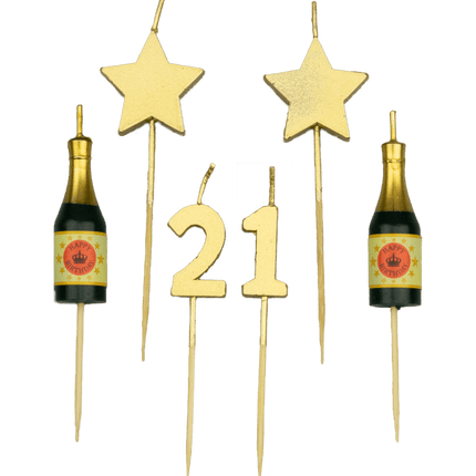 Kaarsjes 21 Jaar Champagne 17,5cm