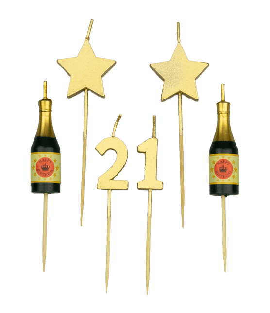 Kaarsjes 21 Jaar Champagne 17,5cm