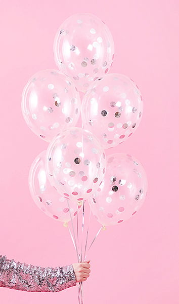 Confetti Ballonnen Zilver Deluxe 30cm 6st