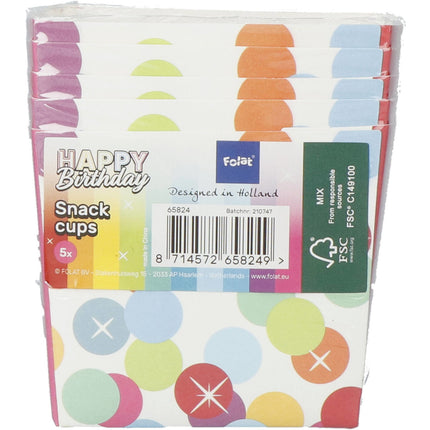 Happy Birthday Snoepbakjes Regenboog Confetti 5st