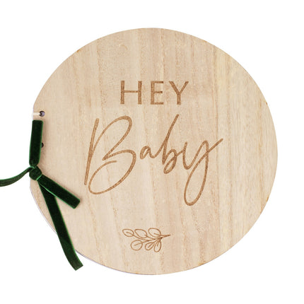 Gastenboek Hey Baby Hout 22cm