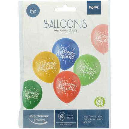 Ballonnen Welcome Back Gekleurd 33cm 6st