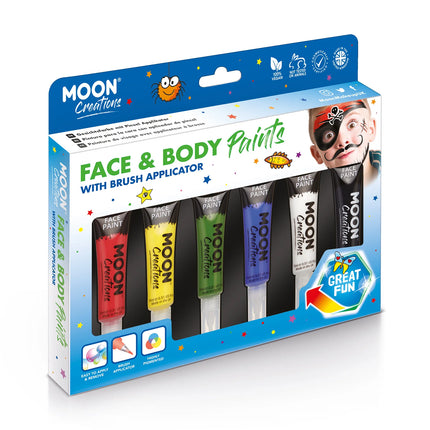 Moon Creations Face Paint met kwast Applicator White 15ml