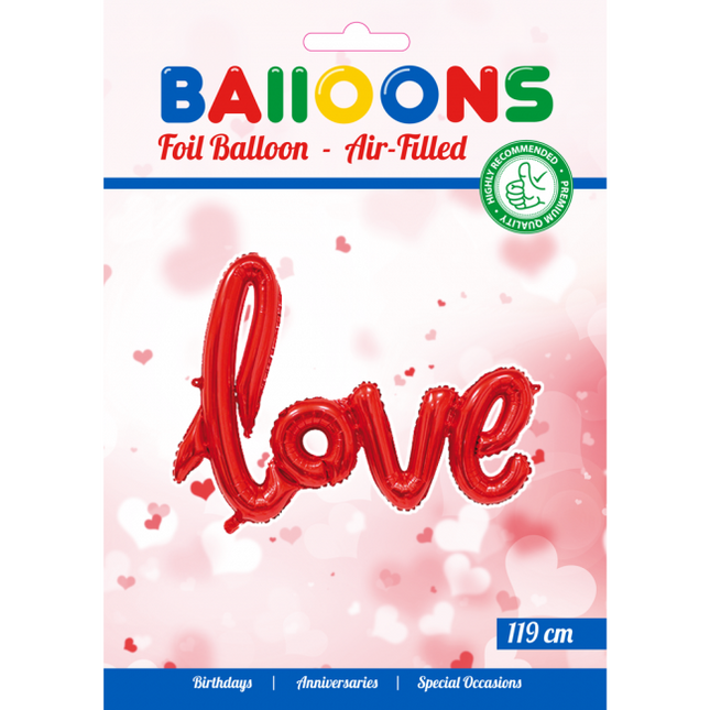 Folie Ballon Love Rood 1,19m leeg