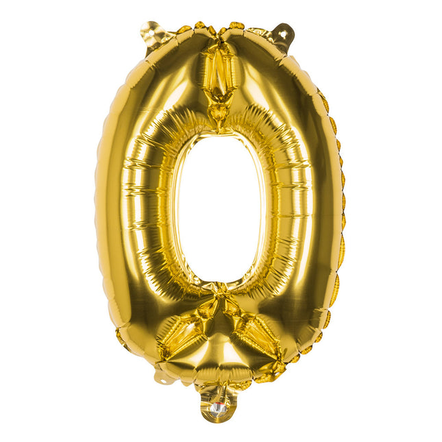 Gouden Cijfer Ballon 0 Jaar 36cm