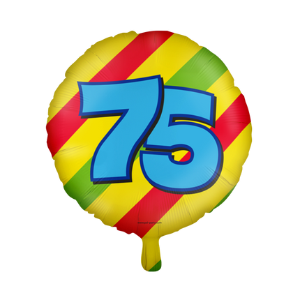 Helium Ballon 75 Jaar Gekleurd Leeg 46cm