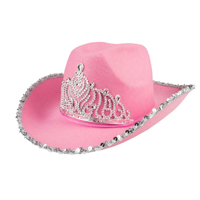 Cowboyhoed Glitter Roze 39cm