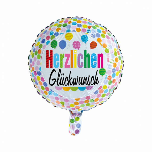 Helium Ballon Herzlichen Gl√ºckwunsch Confetti 45cm leeg