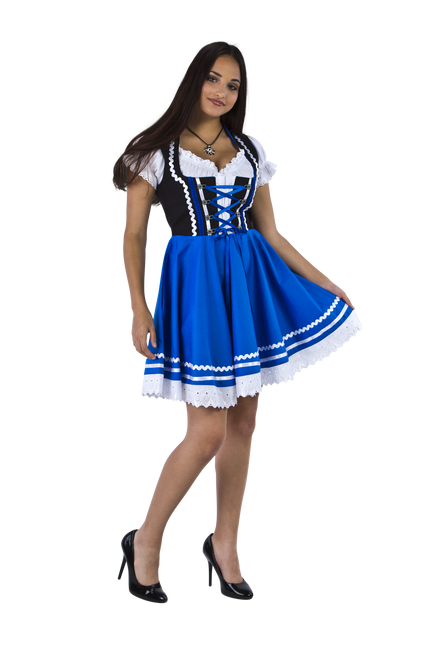 Oktoberfest Dirndl Jurk Oktoberfest Blauw Wit Dames 2 Delig