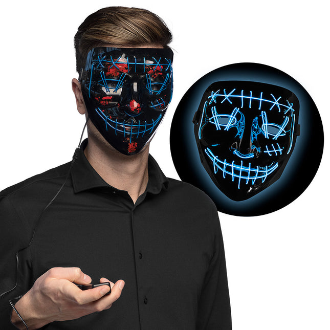 Halloween Led-Masker Killer Smile Blauw