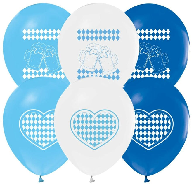 Oktoberfest Ballonnen Blauw Wit 30cm 8st