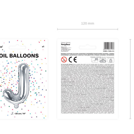 Folie Ballon Letter J Zilver Leeg 35cm