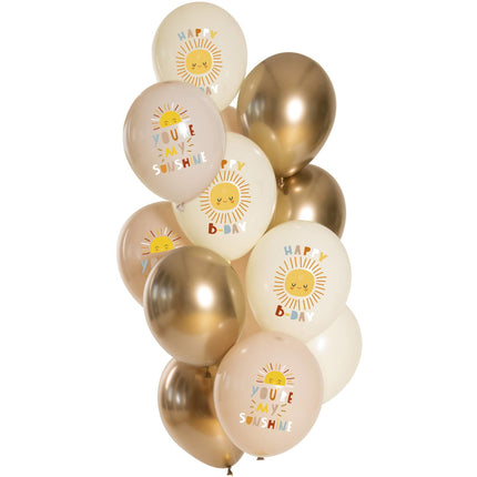 Happy Birthday Ballonnen Zon 33cm 12st