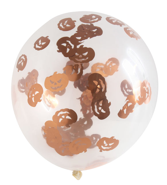 Halloween Confetti Ballonnen Pompoen 30cm 4st