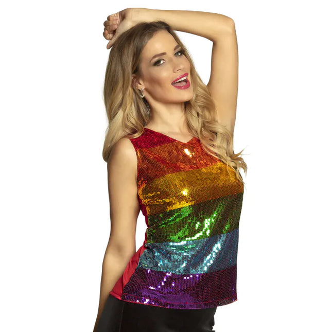 Regenboog Flapper Top Pailletten