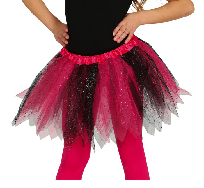 Tutu Glitter Zwart Roze Kind 31cm