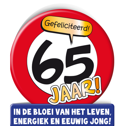 Verjaardagskaart 65 Jaar Verkeersbord 16,5cm