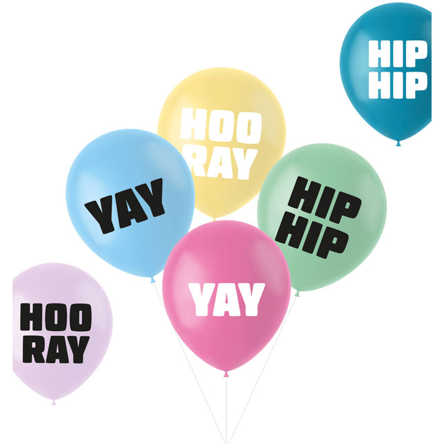 Ballonnen Hip Hip Hooray 33cm 6st