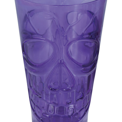 Paars Halloween Glas Doodshoofd 15cm