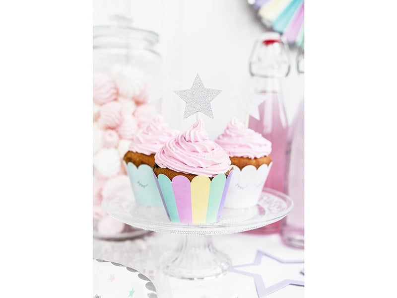 Cupcake Toppers Ster Zilver 6st