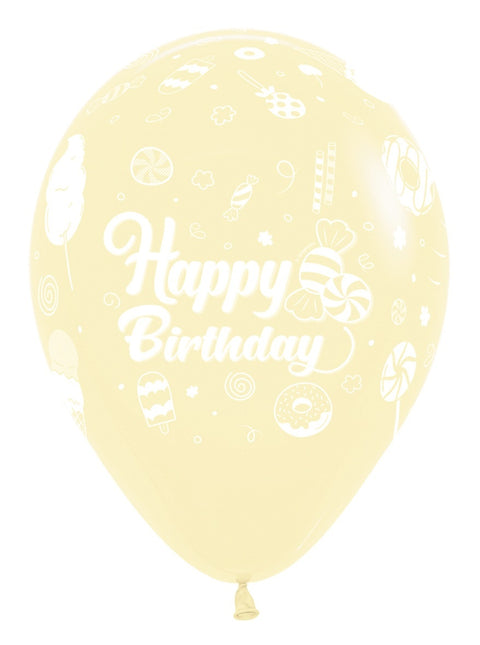 Ballonnen Happy Birthday Sweet Pastel Matte Mix 30cm 25st