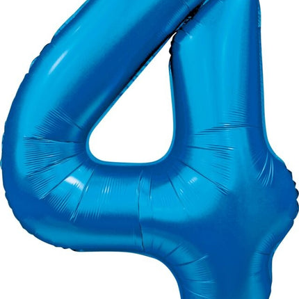 Blauwe Cijfer Ballon 4 Jaar Glans 86cm