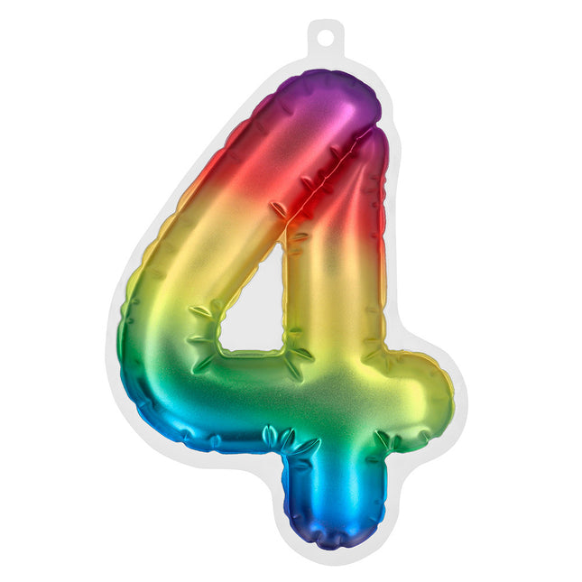 Regenboog 4 Jaar Stickers Folieballon 20cm