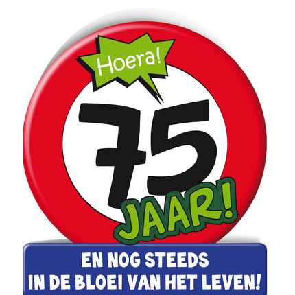 Verjaardagskaart 75 Jaar Verkeersbord 16,5cm