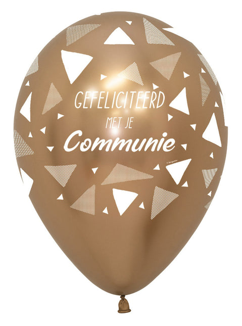 Ballonnen Gefeliciteerd Met Je Communie Triangles Reflex Gold 30cm 25st