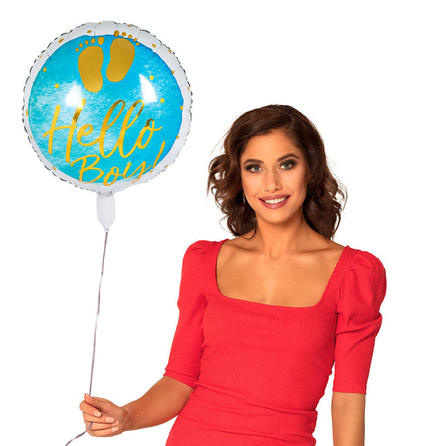 Geboorte Helium Ballon Hello Boy! Leeg 45cm