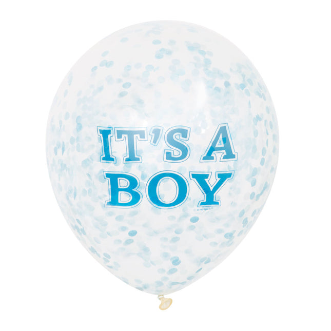 Confetti Ballonnen It's A Boy Blauw 30cm 6st