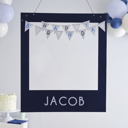 Blauwe Happy Birthday Photobooth Frame