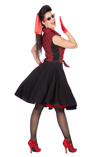 Rock N Roll 50S Jurk Zwart Rood Dames