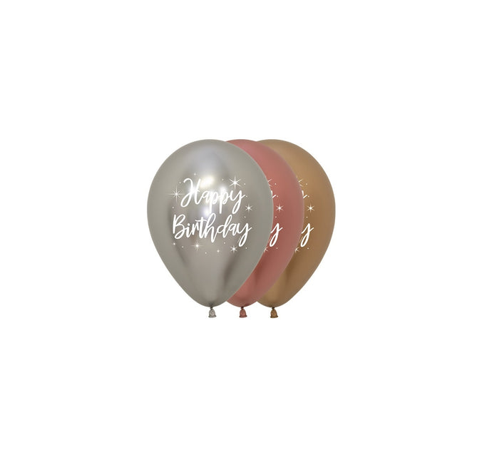 Ballonnen Happy Birthday Radiant Reflex Mix 25st