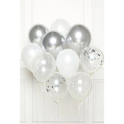 Zilveren Ballonnen Set 30cm 10st