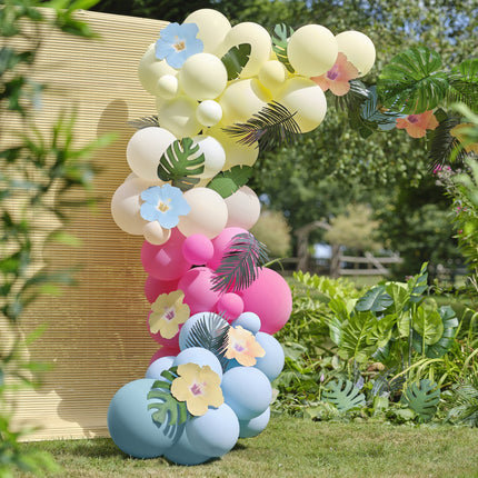 Gekleurde Ballonnenboog Bladeren En Bloemen