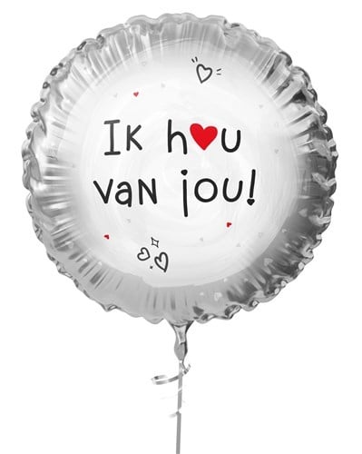 Ik Hou Van Jou Helium Ballon Zilver Leeg 45cm