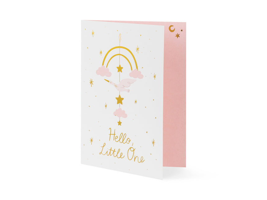 Roze Uitnodigingen Hello Little One 14x 20cm 11st