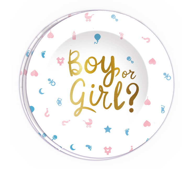 Gender Reveal Borden Boy Or Girl 23cm 6st