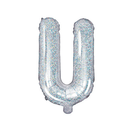 Folie Ballon Letter U Holografisch Leeg 35cm