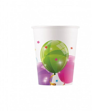 Bekers Ballonnen Gekleurd 200ml 8st