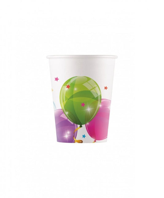 Bekers Ballonnen Gekleurd 200ml 8st