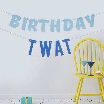 Blauw Letterslinger Birthday Twat 1,5m