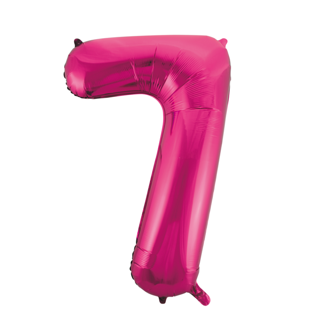 Folie Ballon Cijfer 7 Fuchsia XL 86cm leeg