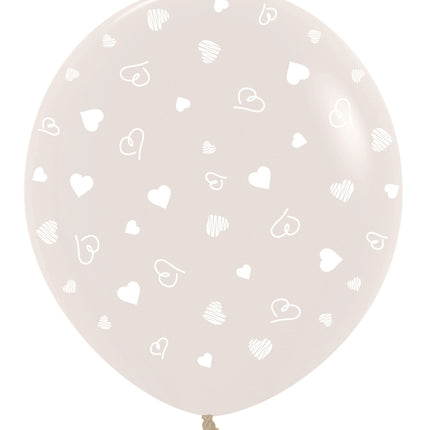 Ballonnen Hearts Clear 91cm 2st