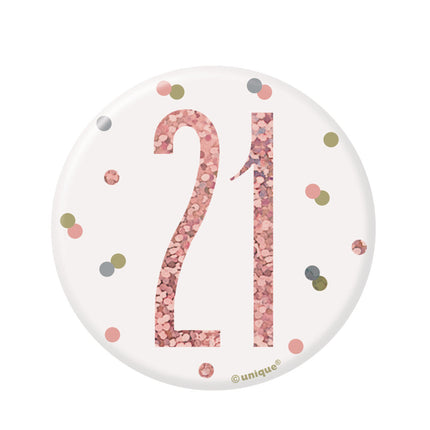 Button 21 Jaar Rose Goud 8cm